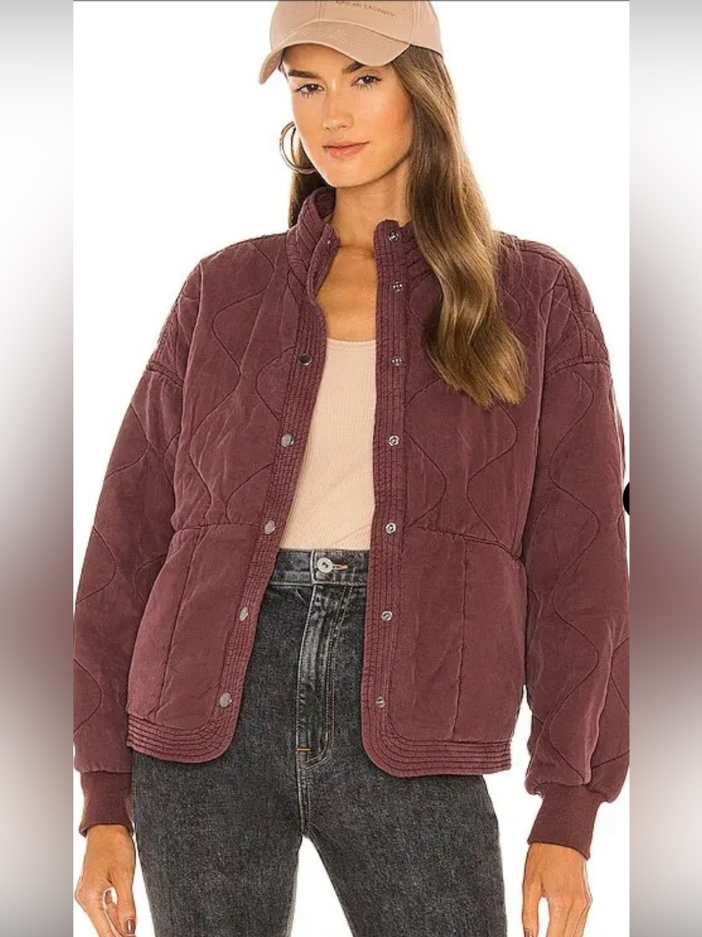 BLANKNYC Quilted Jacket in Cranberry Juice Size: L